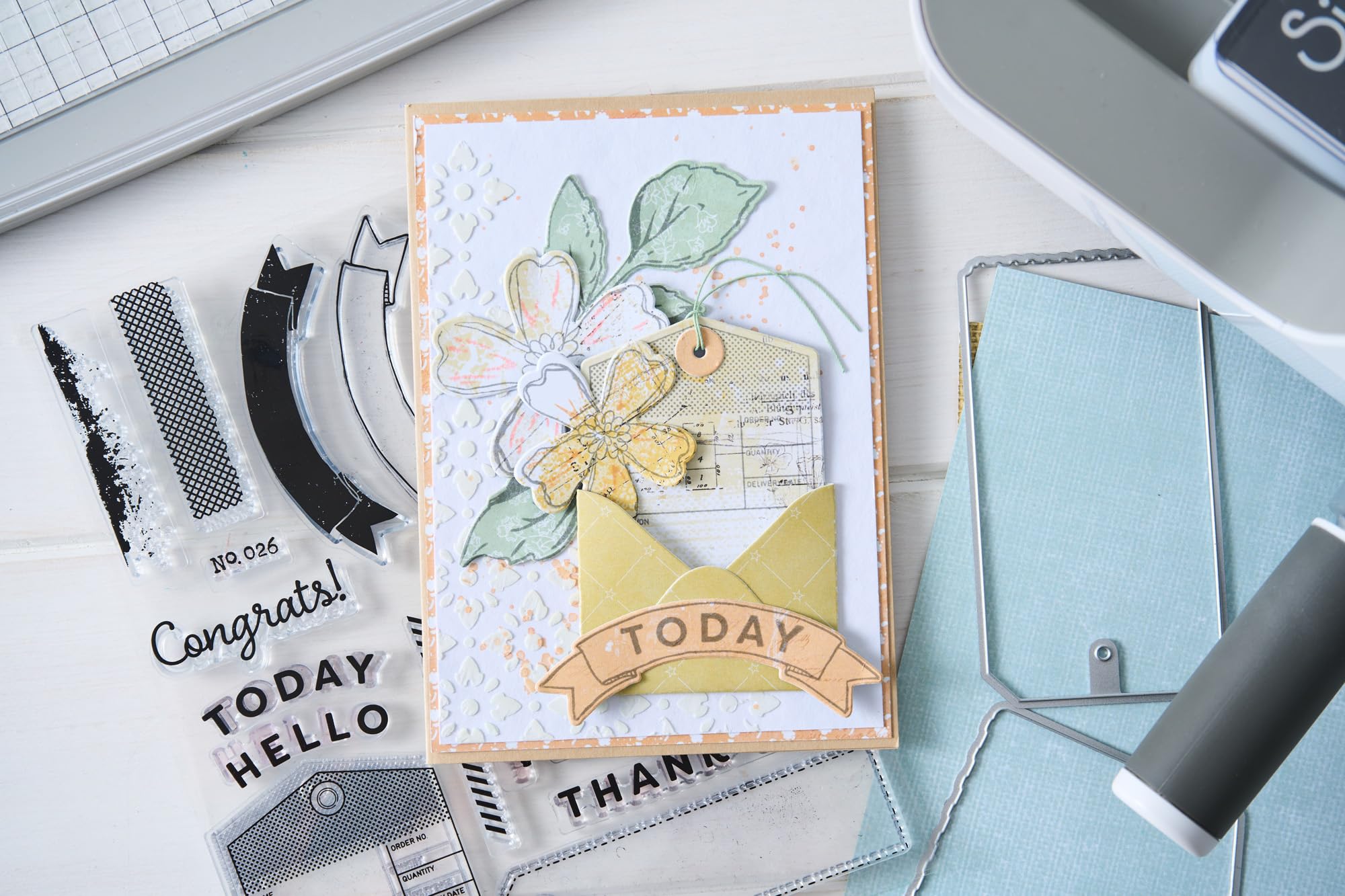Sizzix Clear Stamps Set with Framelits Dies, Sweet Sprigs by 49 & Market, 19 Rubber Stamps & 9 Cutting Dies - Image 5